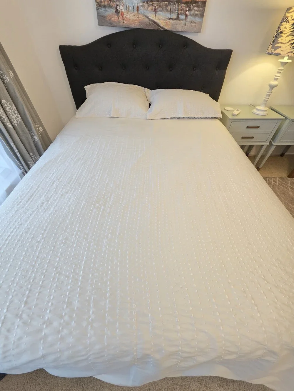 3 Piece Hotel Collection Ivory Dot Embroidered Duvet Cover & Shams QUEEN